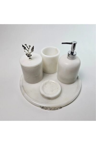 ege gross White Marble Bathroom Set 5Li/Marble Bathroom Set