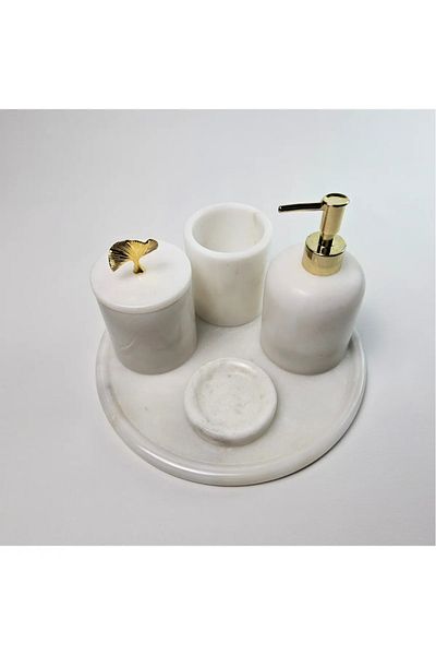 ege gross White Marble Bathroom Set 5Li/Marble Bathroom Set