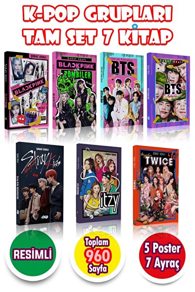 Harika Kitap En Güzel K-POP Grupları Seti - 7 Kitap - BlackPink - Bts - İtzy - Stray Kids - Twice