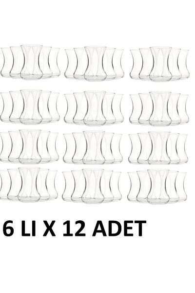 Paşabahçe Vefa Thin Waisted Tea Cup - 12 Pieces X 6 Pack, 1 Box 72 Pieces