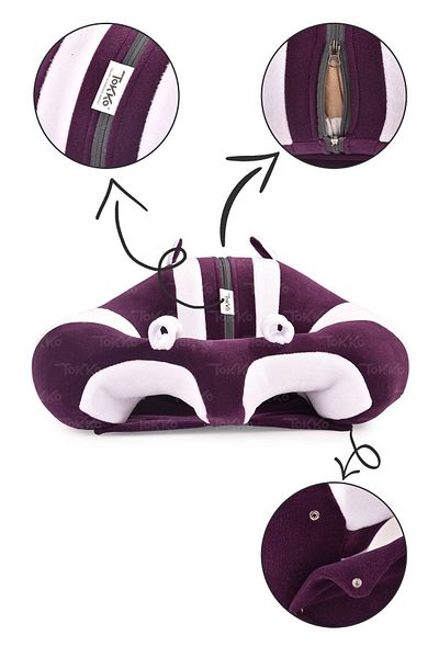 TOKKO Fiber Filled Baby Seating Support Cushion - Non-Tipping Baby Seat - Large Baby Seating Purple White