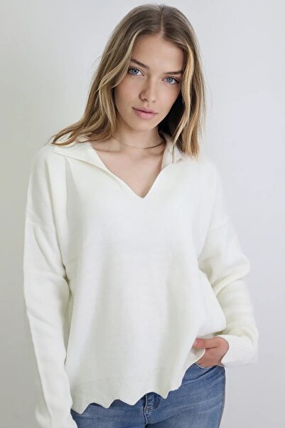 Trend Perisi Tricotaj Pulover de damă - Guler cămașă