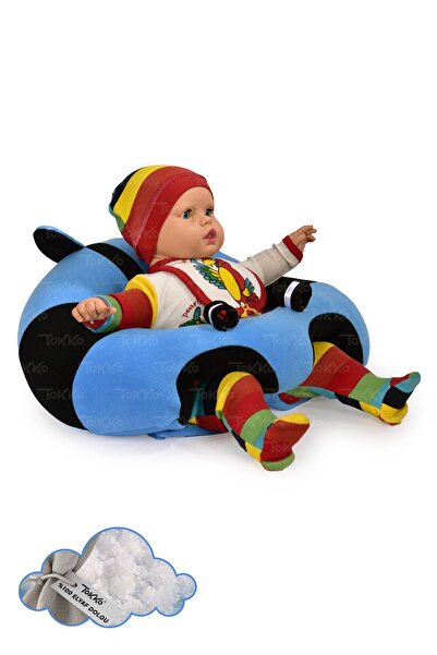 TOKKO Elyaf Dolgu Bebek Oturma Destek Minderi - Devrilmez Bebek Koltuğu - Büy...