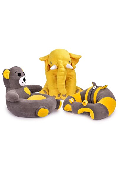 TOKKO Lüks Üçlü Set - + 60 Cm Uyku Fili + Peluş Ayıcık - Antibakteriyel 3'lü ...