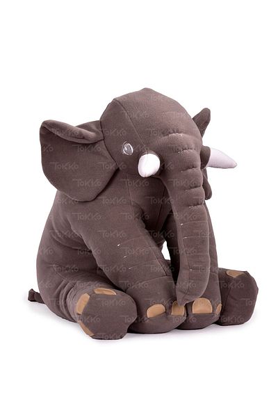 TOKKO 60 cm Plush Soft Elephant - XL Giant Size Gray Baby Sleeping Elephant, Sitting Support My Friend Sleeping