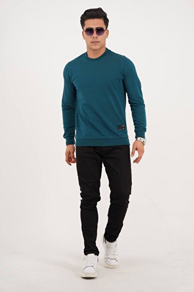 Est Estola Ανδρικό φούτερ Petrol Green Relaxed Crew Neck - 2 Νήματα