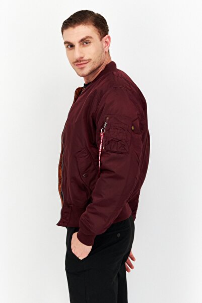 Alpha Industries Men Solid Bomber Jacket, Maroon