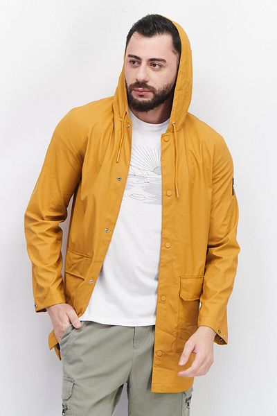 Aigle Men Hooded Long Sleeves Solid Windbreaker Jacket, Tan
