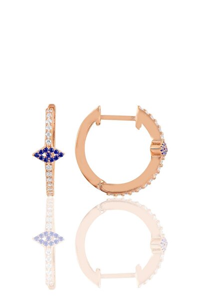 Söğütlü Silver Gümüş Rose Safir Taşlı Eye Gümüş Halka Küpe Sgtl10709rose