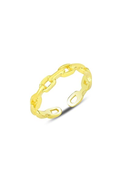 Söğütlü Silver Gümüş Altın Yaldızlı Zincir Modeli Ayarlamalı Yüzük Sgtl12170gold