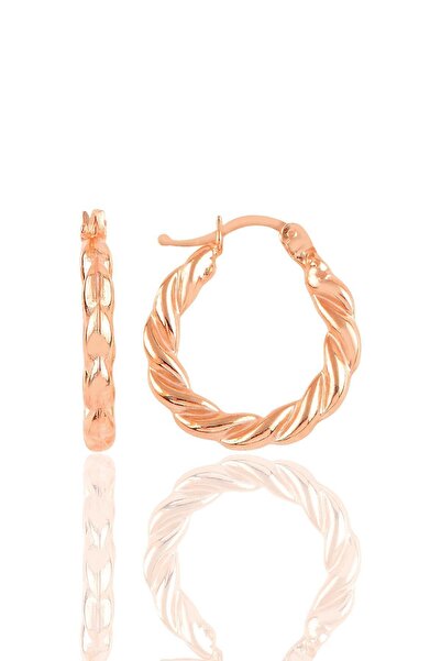 Söğütlü Silver Gümüş Rose Kalın Burgu Gümüş Şarnel Küpe Sgtl10704rose