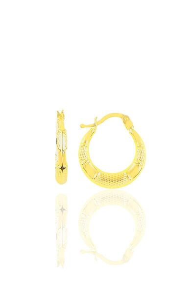 Söğütlü Silver Gümüş Desenli Şarnel Küpe Sgtl10339gold