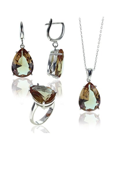 Söğütlü Silver Kadın Zultanit (Renk Değiştiren Taşlar) Üçlü Set Beyaz-19 SGTL...