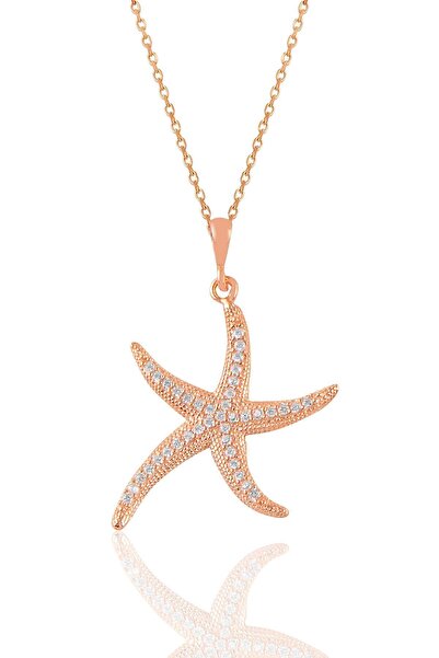 Söğütlü Silver Gümüş Rose Zirkon Taşlı Deniz Yıldızı Kolye Sgtl11041rose