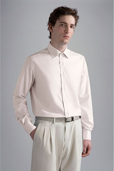 PAUL&SHARK Men's White Shirt - Brand Logo, Button, Long Sleeve, Shirt Collar 14313090 Cf-117