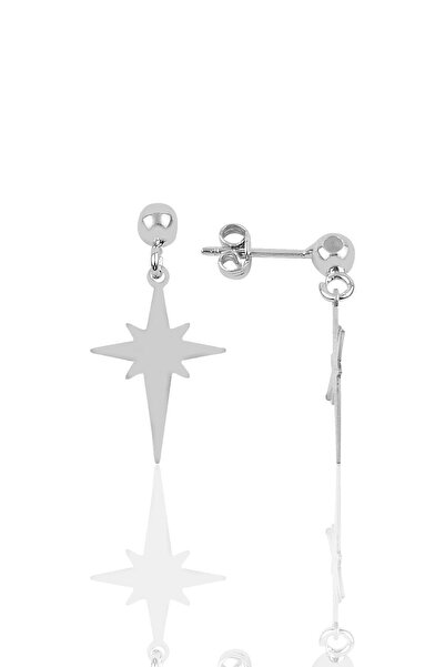 Söğütlü Silver Gümüş Rodyumlu Kutup Yıldız Modeli Küpe Sgtl9847rodaj