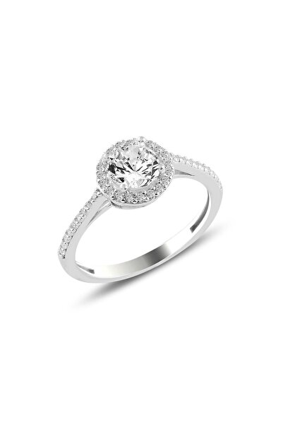 Söğütlü Silver Gümüş Rodyumlu Zirkon Taşlı Yuvarlak Yüzük Sgtl10765