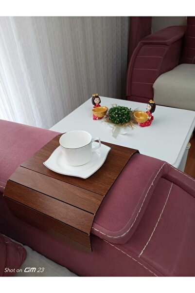 Hürrem Koyu Kahve Koltuk Tepsisi Yan Sehpa Tesbih Cevizi 20x40 Cm Ortasabit 1...