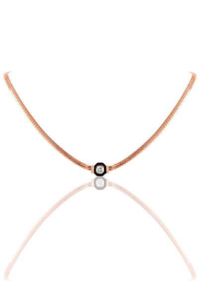 Söğütlü Silver Gümüş Tek Taş Ve Mineli Balık Sırtı Zincirli Serenay Kolye Sgt...