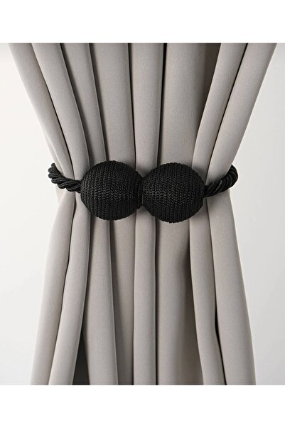 Aftor Tekstil Mıknatıslı İp Sarım Siyah Perde Tokası-Perde Toplayıcı- Perde A...