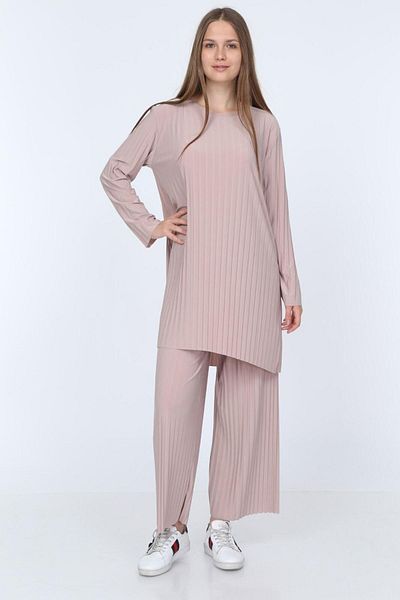 ilmek Γυναικείο παντελόνι βιζόν Hijab Tunic Πλισέ Sandy Διπλό Σετ 5219