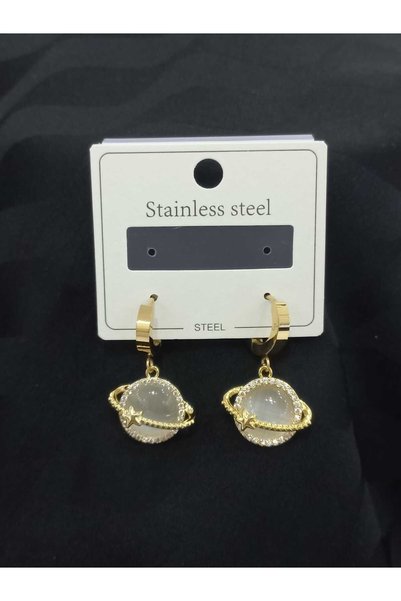 stainless steell أقراط نوبل أنيقة على شكل كوكب ذهبي