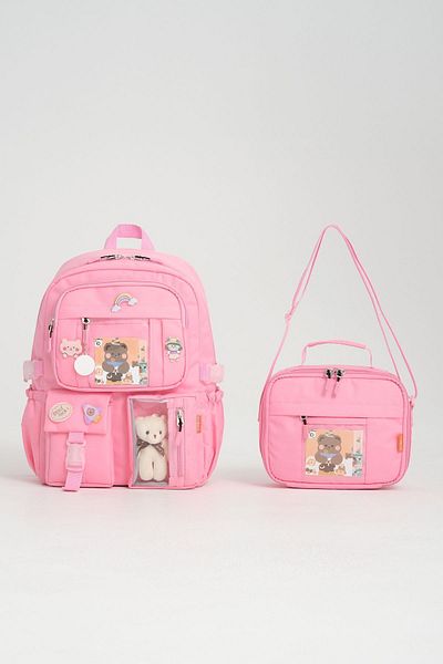 Roxbros Rucsac Kawaii pentru școala primară - Set de geanți de prânz în stil coreean cu accesorii, termos și izolație termică