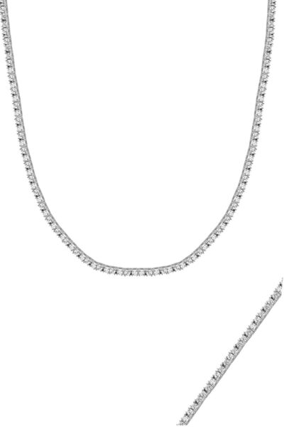 Söğütlü Silver Gümüş Beyaz Altın Rodyumlu Zirkon Taşlı Su Yolu Set