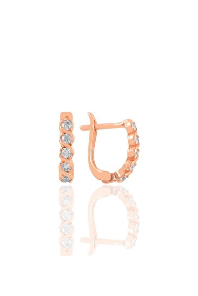Söğütlü Silver Gümüş Rose Zirkon Taşlı Örgü Modeli J Küpe Sgtl11220rose