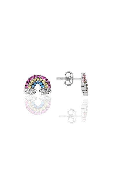 Söğütlü Silver Gümüş Rodyumlu Gökkuşağı Küpe Sgtl10579rodaj