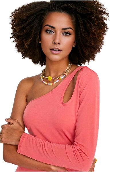 Cassime Ροζ Γυναικείο Πλεκτό Φόρεμα με έναν ώμο