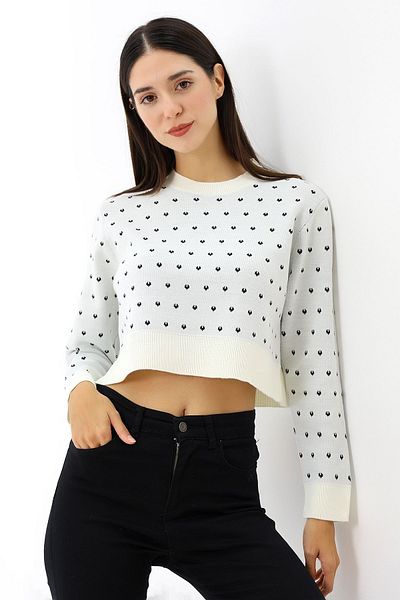 Devinka Γυναικεία πλεκτή μπλούζα Crew Neck - Κοντή
