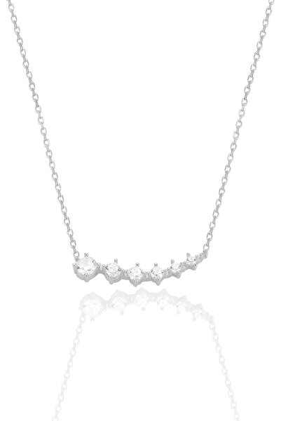 Söğütlü Silver Gümüş rodyumlu zirkon sıra taşlı pırıltı kolye SGTL12555RODAJ