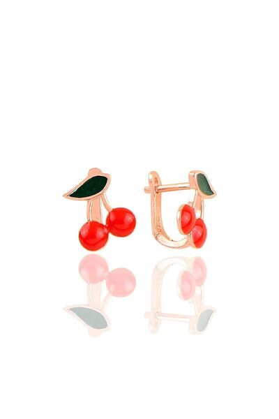 Söğütlü Silver Gümüş Klipsli Kiraz Çocuk Küpesi Sgtl10412rose