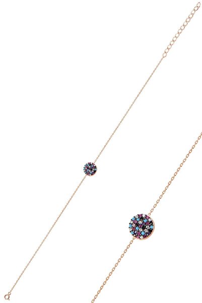 Söğütlü Silver Gümüş Rose Renkli Yuvarlak Bileklik Sgtl10280mixyvl