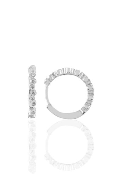 Söğütlü Silver Gümüş Rodyumlu 17 Mm Sıra Taşlı Halka Küpe Sgtl10190byz