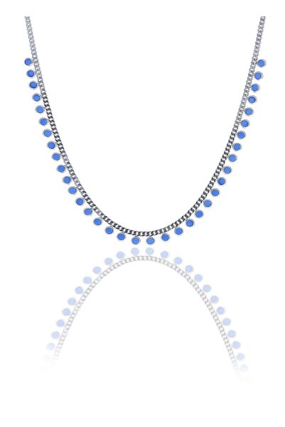 Söğütlü Silver Gümüş Rodyumlu Turkuaz Taşlı Gurmet Zincirli Kolye Sgtl10490rodaj