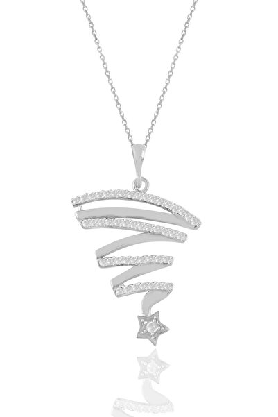 Söğütlü Silver Gümüş Rodyumlu Zirkon Taşlı Kuyruklu Yıldız Kolye Sgtl11204rodaj
