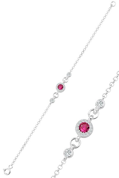 Söğütlü Silver Gümüş kök yakut ve zirkon taşlı bileklik SGTL12321KIRMIZI