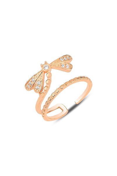 Söğütlü Silver Gümüş Rose Zirkon Taşlı Yusufçuk Modeli Ayarlamalı Eklem Yüzük Sgtl12158rose