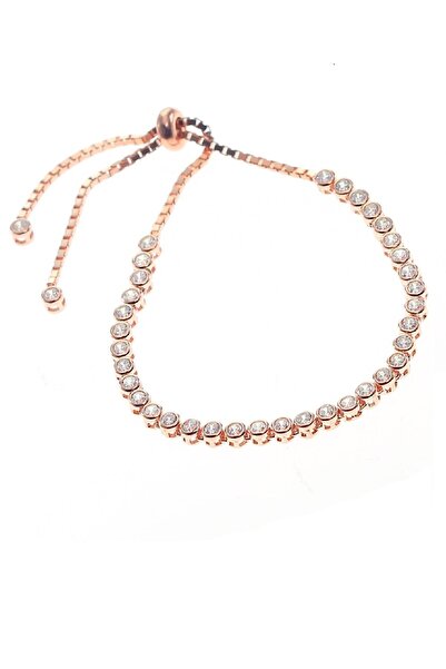 Söğütlü Silver Kadın Gümüş Rose Zirkon Taşlı Su Yolu Asansörlü Bileklik SGTL8784