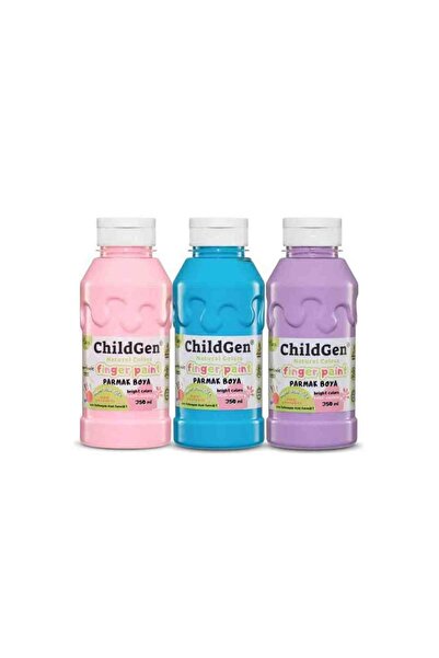 ChildGen Süper Yıkanabilir 3'lü Parmak Boya Pastel Set (3X350ML) (Pembe-Mavi-...