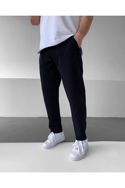 NO1 KONSEPT Black Relax Fit Basic Fabric Trousers