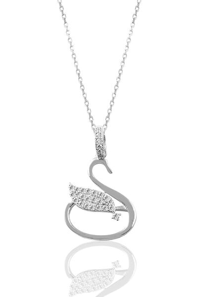 Söğütlü Silver Kadın Gümüş Zirkon Taşlı Kuğu Kolye SGTL9100