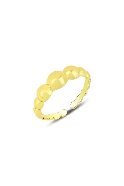 Söğütlü Silver Gümüş Altın Yaldızlı Ayarlamalı Yüzük Sgtl12169gold