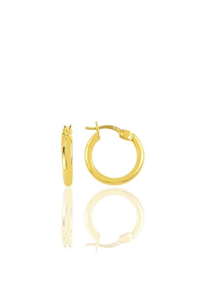 Söğütlü Silver Kadın Gümüş Altın Yaldızlı 16 Mm Şarnel Halka Küpe Sgtl10641gold