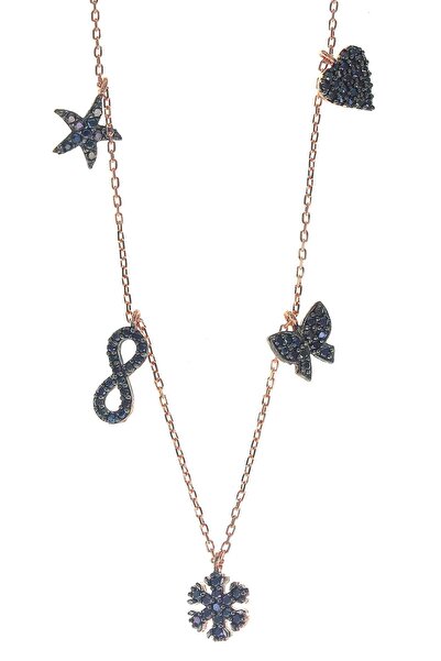 Söğütlü Silver Kadın Rose Renk Gümüş Onix Taşlı Şans Kolyesi SGTL8739