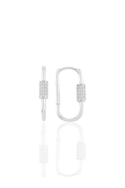 Söğütlü Silver Gümüş Rodyumlu Zirkon Taşlı Tasarım Küpe Sgtl10883rodaj