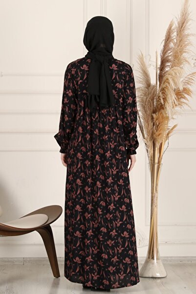 fistan Shirring Robadan Μπροστινά κουμπιά από ύφασμα βισκόζης Φόρεμα προσευχής για μητρικό φόρεμα