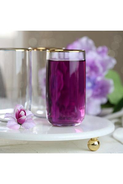 Paşabahçe Iconic Gold Set of 6 Cocktail Soft Drink Glasses